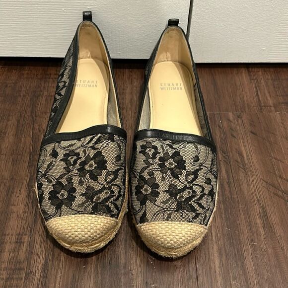 Stuart Weitzman Black Lace Platform Shoes, Size 7.5 - Picture 1 of 13